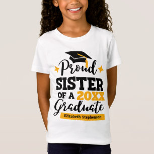 T-Shirt Fier Soeur d'un casquette d'or noir diplômé 2022