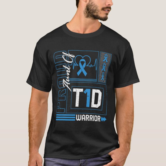 T-shirt Fier Tante De T1D Guerrier Des Lauréats Du Diabète (Devant)