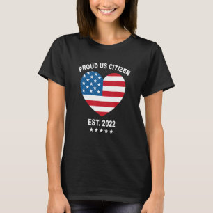 T-shirt Fier Us Citizen 2022 American Flag Heart New Usa
