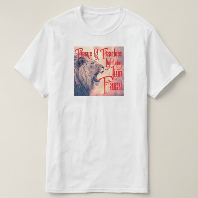 T-shirt Fierce & Fearless Lightning Lion Face Tee (Design devant)