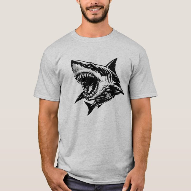 T-shirt Fierce Shark Great White Shark Vector Art  (Devant)