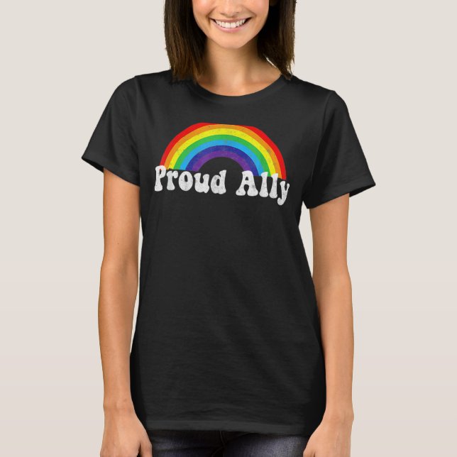 T-shirt Fière Ally Lgbtq Gay Et Lesbian Pride Arc En Ciel (Devant)