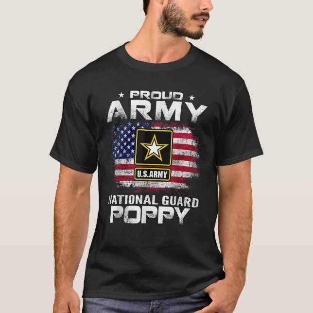 T-shirt Fière Armée Garde Nationale Poppy Avec Drapeau Amé (Devant)