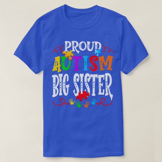 T-shirt Fière autisme Grande Soeur Funny Sensibilisation s (Design devant)