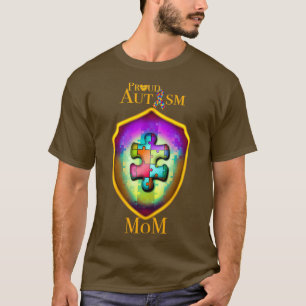 T-shirt Fière autisme maman autisme puzzle bouclier