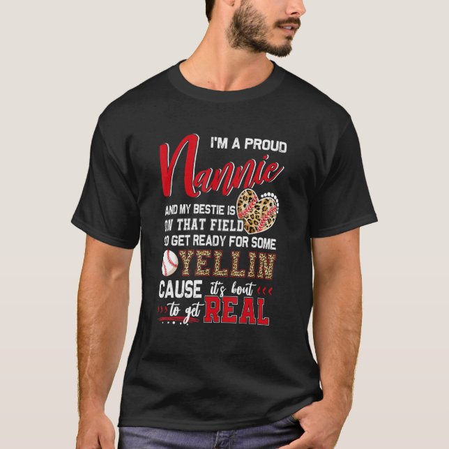 T-shirt Fière Baseball Nannie Baseball Famille de jumelage (Devant)