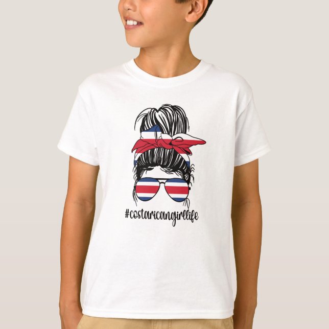 T-shirt Fière Costa Rica Fille Costa Rica Racines Drapeau (Devant)
