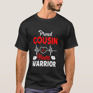 T-shirt Fière cousine d'un guerrier du cœur Sensibilisatio