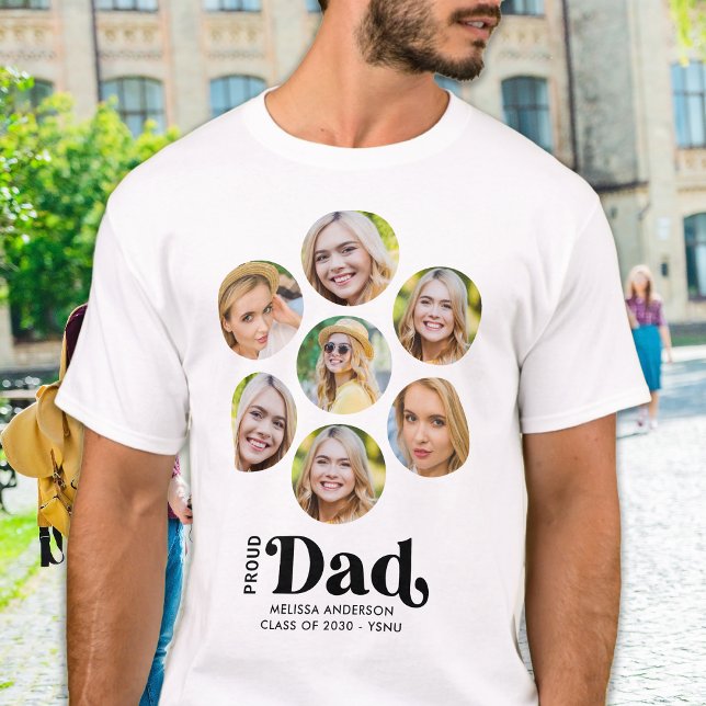 T-shirt Fière DAD Moderne Personnalisé 7 Photo Collage Gra (Créateur téléchargé)