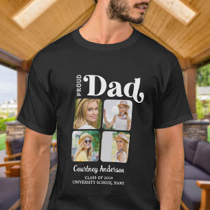 T-shirt Fière DAD Rétro Moderne Personnalisé 4 Photo Gradu