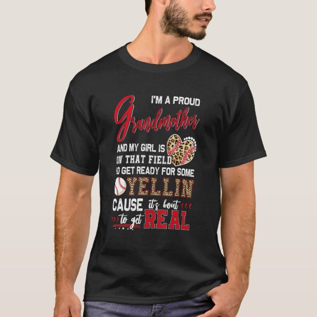 T-shirt Fière de baseball grand-mère de baseball famille M (Devant)