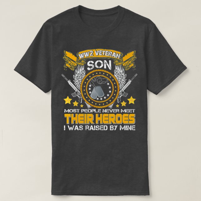 T-shirt Fière de la Seconde Guerre mondiale Vétéran Fils M (Design devant)