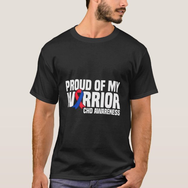 T-shirt Fière De Mon Guerrier Chd Maladie Cardiaque Congén (Devant)