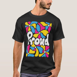 T-shirt Fière Fierté Pansexuelle Fleurs Boho Rétro