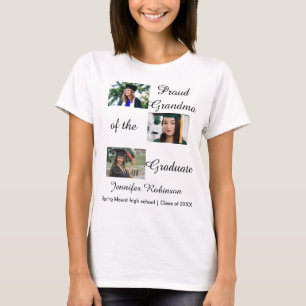 T-shirt Fière grand-mère du diplômé Photos personnalisées