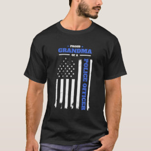 T-shirt Fière Grand-Mère D'Un Policier Drapeau Américain