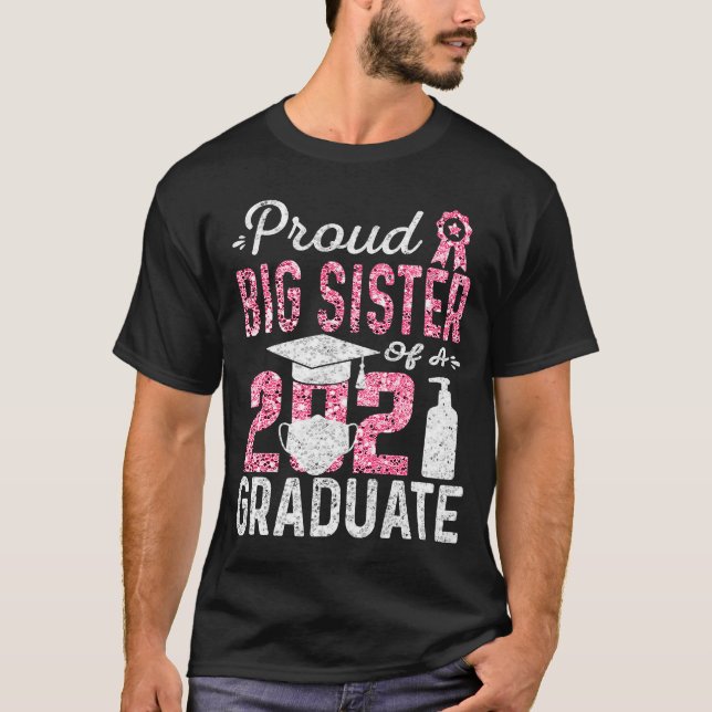 T-shirt Fière grande soeur d'un diplômé de 2021 avec masqu (Devant)
