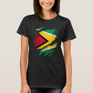 T-shirt Fière Guyanan Torn déchiré Guyana Drapeau