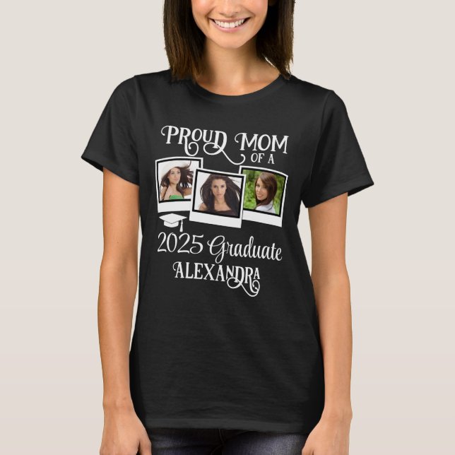 T-shirt Fière Maman 2025 Graduate Mother Graduation Photo (Devant)