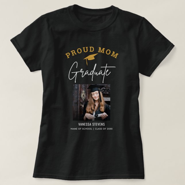 T-shirt Fière maman de la photo de l'étudiant (Design devant)