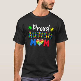 T-shirt Fière maman de l'autisme Cœur de puzzle de l'autis