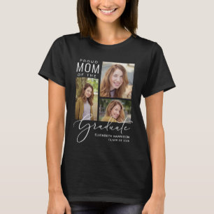 T-shirt Fière maman du diplômé Photo Script Noir