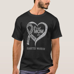 T-shirt Fière Maman D'Un Guerrier Du Diabète Ruban Coeur P