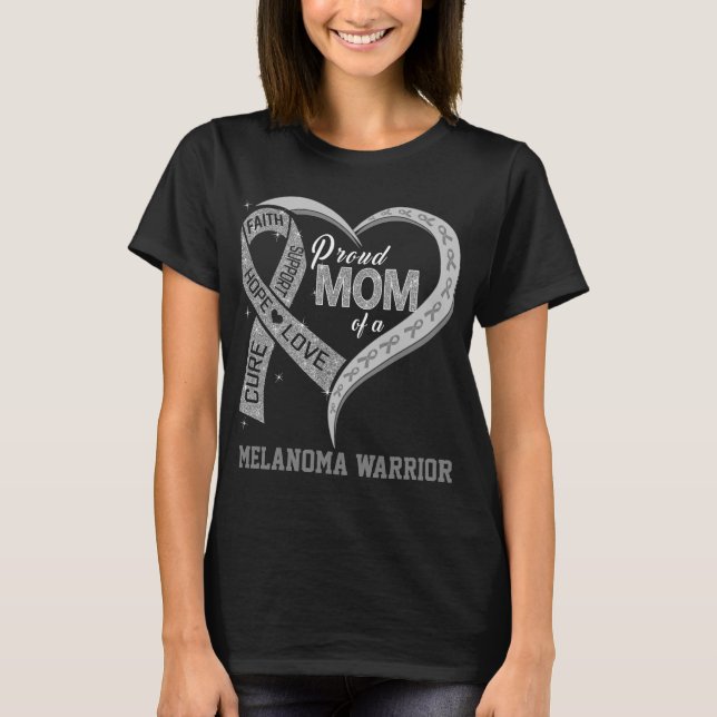 T-shirt Fière Maman D'Un Guerrier Melanoma (Devant)