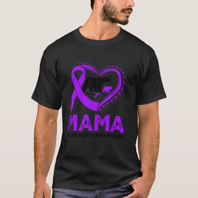T-shirt Fière maman Ours Alzheimer Sensibilisation Violet  (Devant)