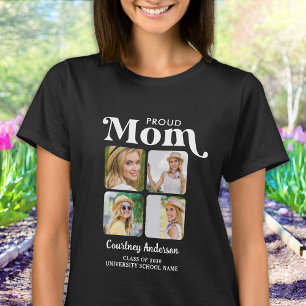 T-shirt Fière MOM Rétro Moderne Personnalisé 4 Photo Gradu