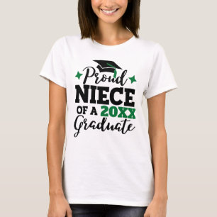 T-shirt Fière nièce d'un diplômé de 2022, noir vert goût