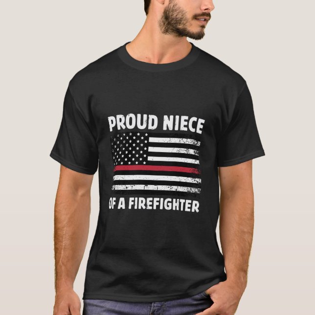 T-shirt Fière Nièce D'Une Famille De Pompiers Mince Ligne  (Devant)