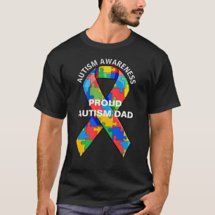 T-shirt Fière Personnalisée Autisme Papa Puzzle Ruban