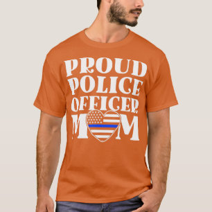 T-shirt Fière Police Officier Maman Dons Mince Ligne Bleue