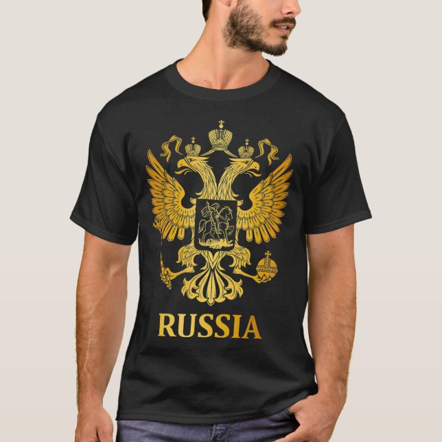 T-shirt Fière Russie Armoiries De Manteau Russie Emblème D (Devant)