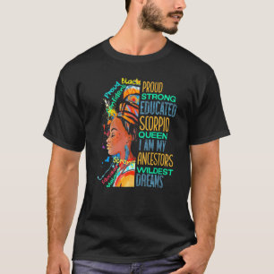 T-shirt Fière Scorpion éduquée Reine Amérique africaine
