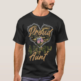 T-shirt Fière Tante De L'Armée Avec Coeur Drapeau Américai
