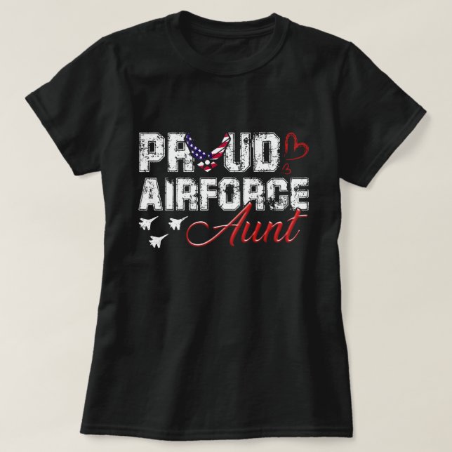 T-shirt Fière Tante de l'armée de l'air US Heart Femmes mi (Design devant)