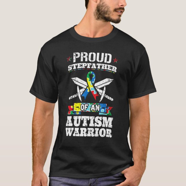 T-shirt Fière Tête-Père D'Un Autisme Guerrier Sensibilisat (Devant)