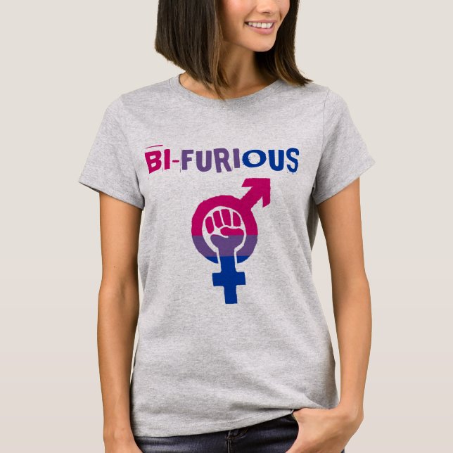 T-shirt Fierté bisexuelle de la puissance BI-FURIOUS LGBT (Devant)