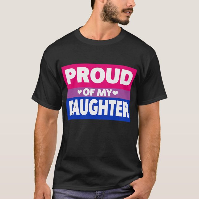 T-shirt Fierté Bisexuelle Fier De Ma Fille Maman (Devant)