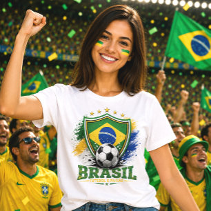 T-shirt Fierté brésilienne Supporter Football Brésil Socce