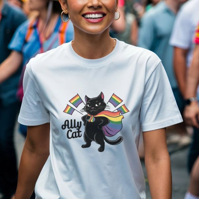 T-shirt Fierté Chat - LGBTQIA2S+ Conception Ally Chat (Pride Cat T-Shirt - LGBTQIA2S+ Ally Cat Design | Rainbow Flag Cat Tee | Perfect for Pride Celebratio)