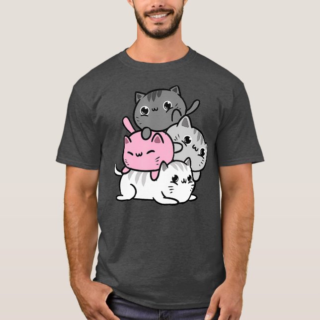 T-shirt Fierté de démigirl de chats Kawaii (Devant)
