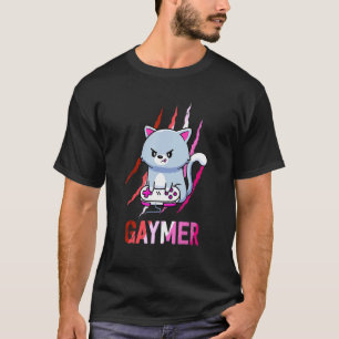 T-shirt Fierté de Geek Gaymer Lesbienne Lgbt Chat de Jeu V