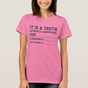 T-shirt Fierté et préjugé remplir le tee-shirt vide