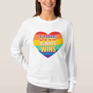 T-shirt Fierté gay - l'amour gagne toujours. Couleur arc-e