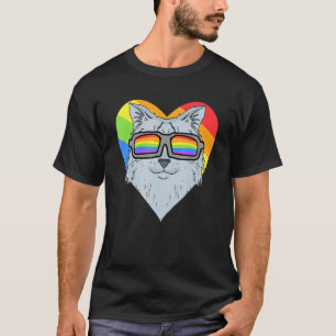 T-shirt Fierté gay LGBT Arc-en-ciel - chat sibérien - Cœur