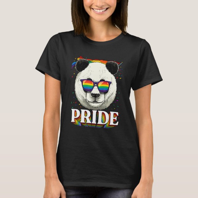 T-shirt Fierté Géant Panda LGBTQ Arc-en-ciel Mois B (Devant)