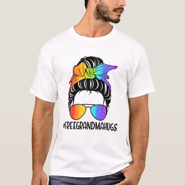T-shirt Fierté Grandma Grandma Hugs T Fier Gay pride lesbi (Devant)